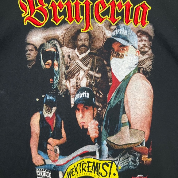 Vintage Y2K Brujeria Mextremist! Greatest Hits Double Sided T Shirt w Embroidery - Picture 4 of 7